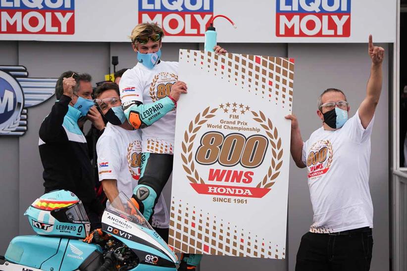 Jaume Masia clinched Honda's 800th GP victory at Aragon