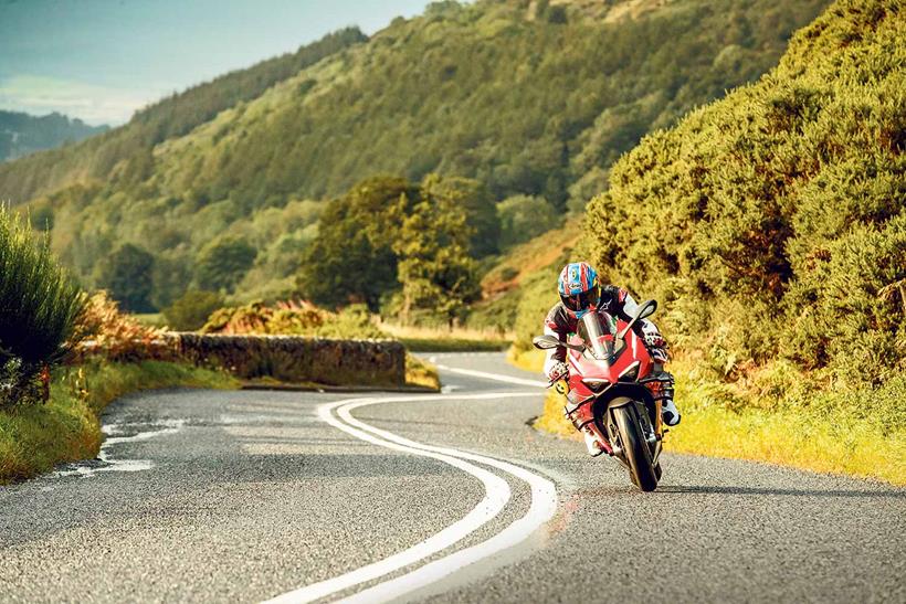 Ducati Superleggera V4 cornering on Scottish roads