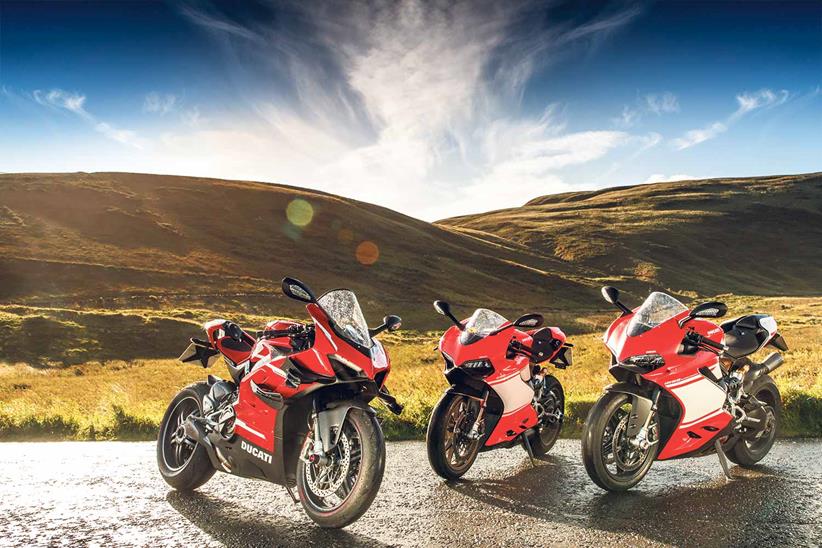 Ducati Superleggera models in the Scottish countryside