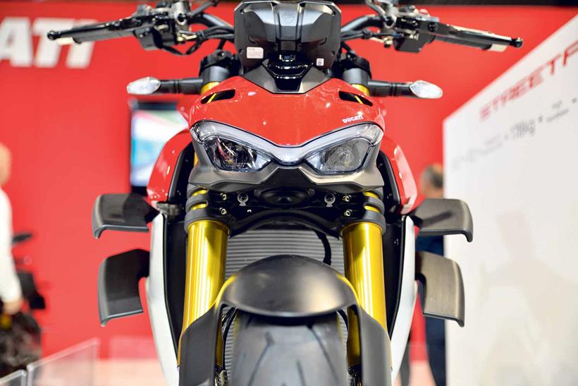 A Ducati Streetfighter V4 at the 2019 Motorcycle Live show