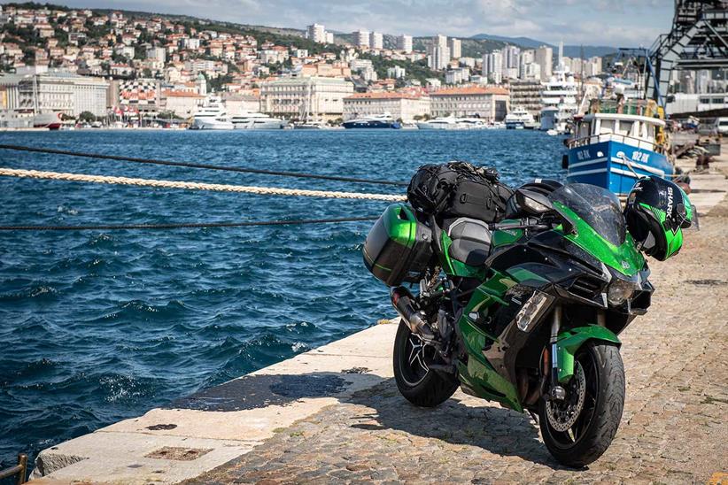 The Kawasaki Ninja H2 SX by the sea