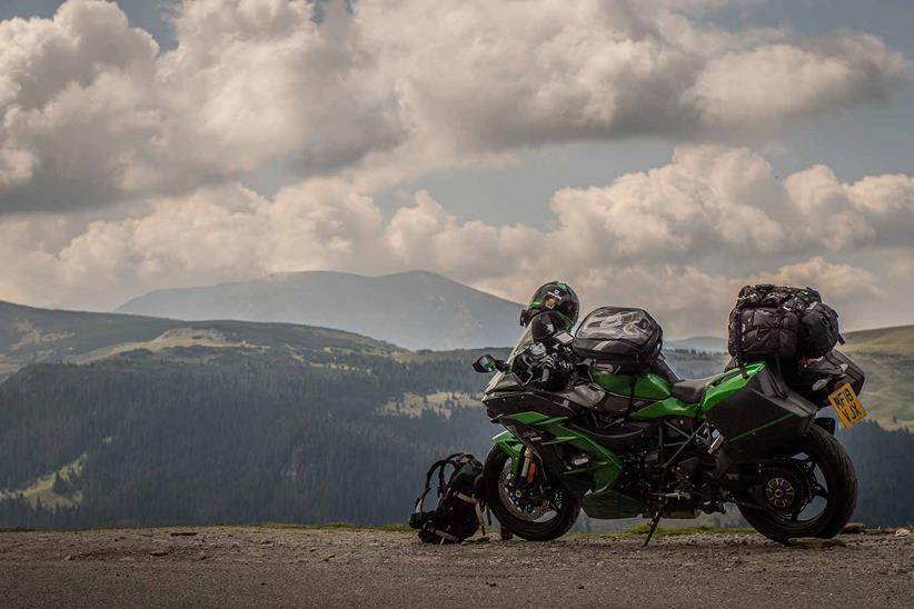 Taking in the views on the Kawasaki Ninja H2 SX SE