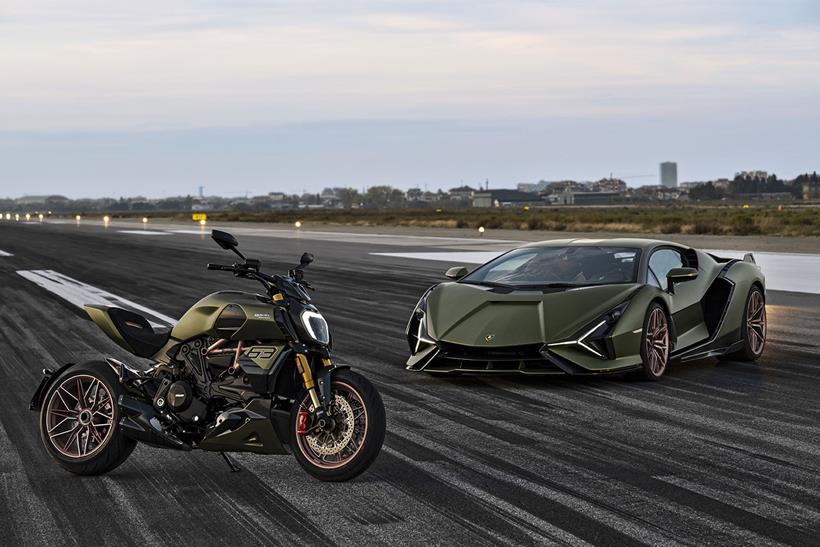 Ducati Diavel Lamborghini with car