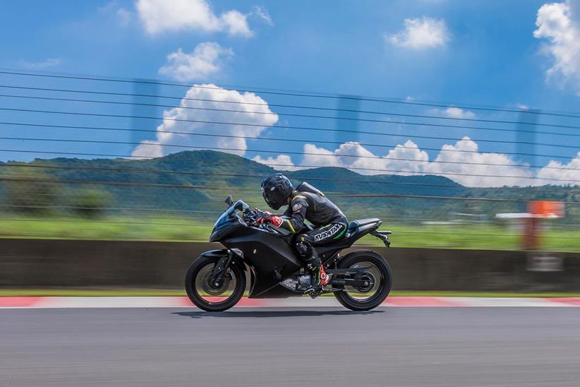 A side view of a Kawasaki prototype in testing