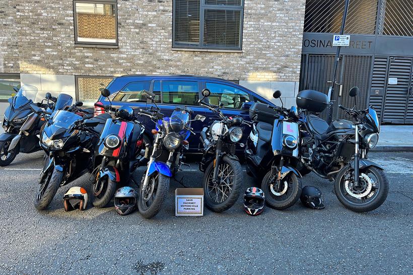 Save London Motorcycling demonstrate how many bikes can fit in a single car parking space