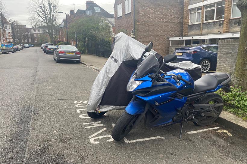 Motorcycle parking bay in Camden