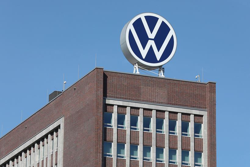 VW logo on building