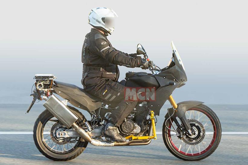 A side view of the Aprilia Tuareg in testing