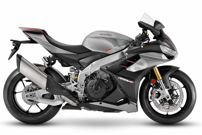 Exhaust side view of the 2021 Aprilia RSV4