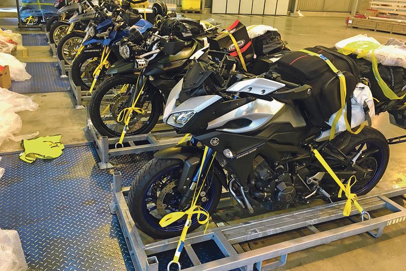 Motorbikes ready to be transported