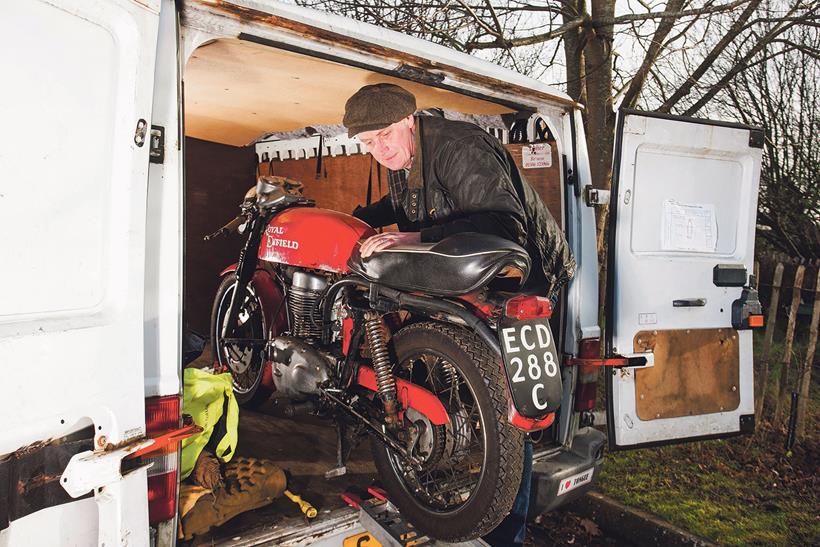 Loading a Royal Enfield into a van