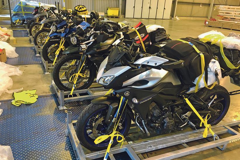 Motorbikes ready to be transported to Europe