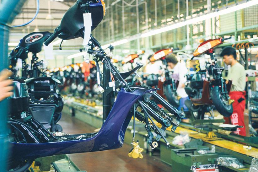 Scooter production at the Aprilia factory