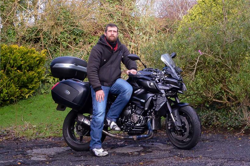 Dean prepares for another ride on his Yamaha MT-10