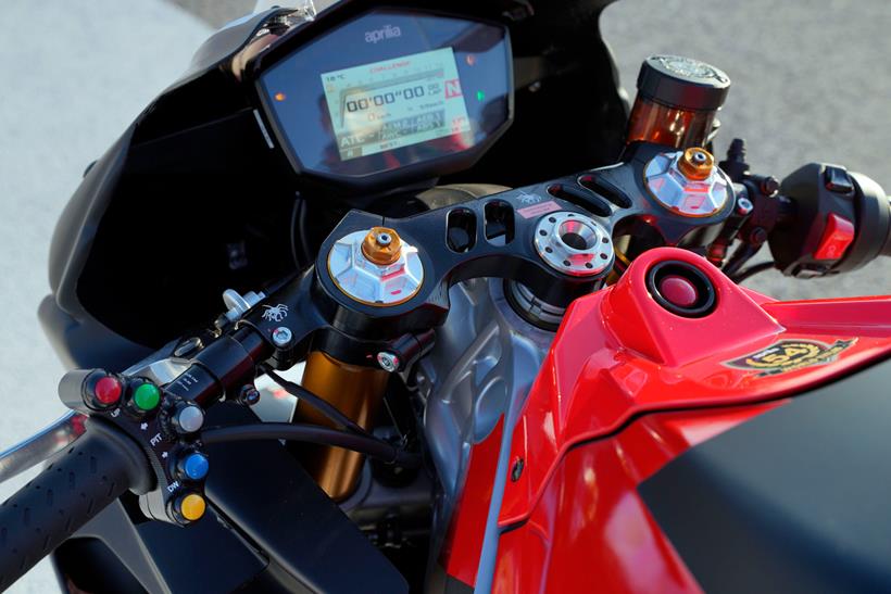 A cockpit view of the Aprilia RS 660 Trofeo