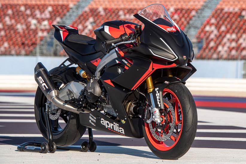 A front view of the Aprilia RS 660 Trofeo