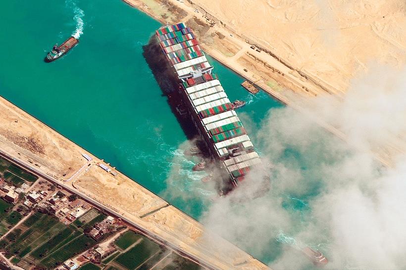 The Ever Given stuck in the Suez Canal