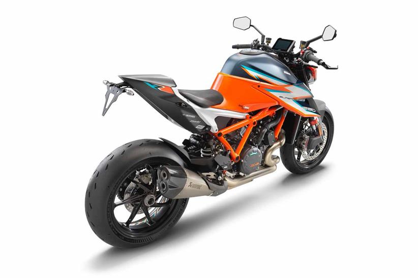 A rear shot of the KTM 1290 Super Duke RR