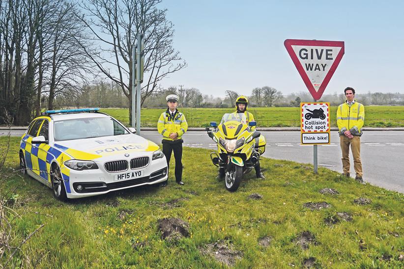 Dorset Police with a DocBike rider and Dorset Councillor