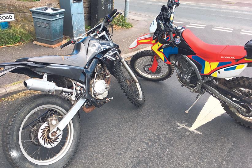 Illegal off road motorcycle seized by police