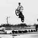 Mary travelled the world as a stunt rider. Here she’s jumping a TV crew in Japan