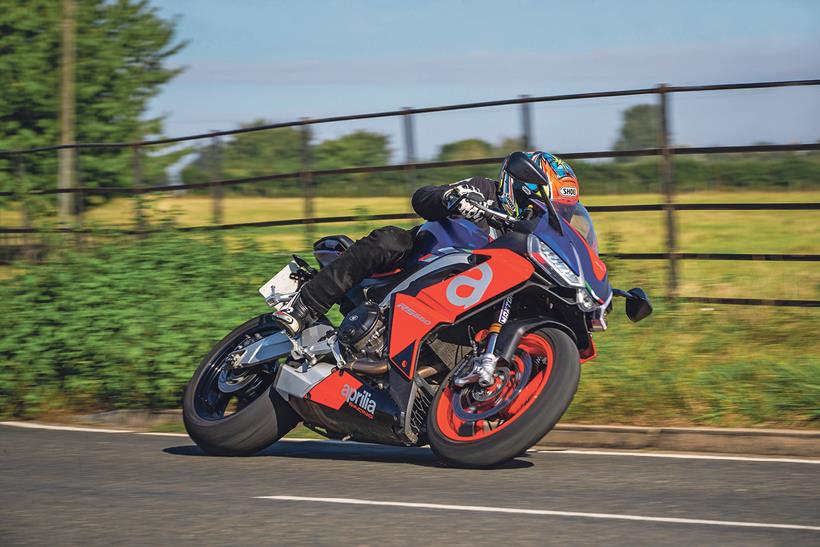 Cornering on the Aprilia RS 660 with Maxton suspension