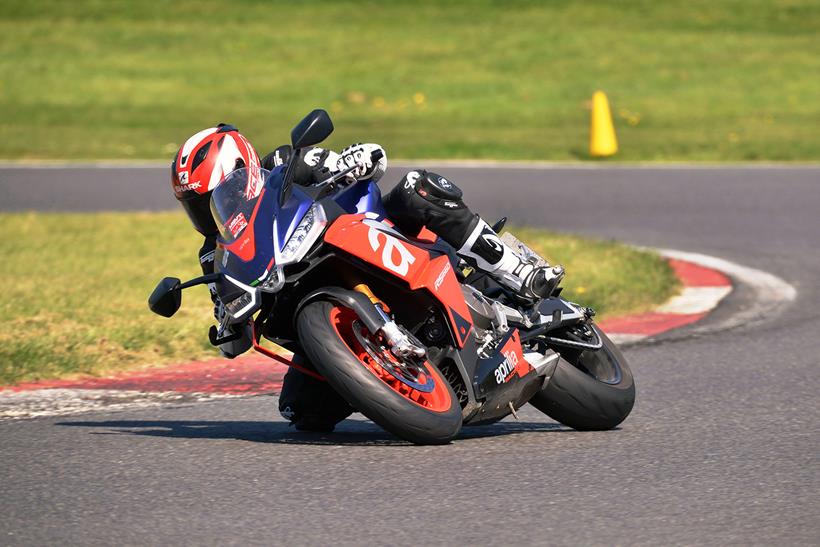 Cornering on the Aprilia RS660 on track