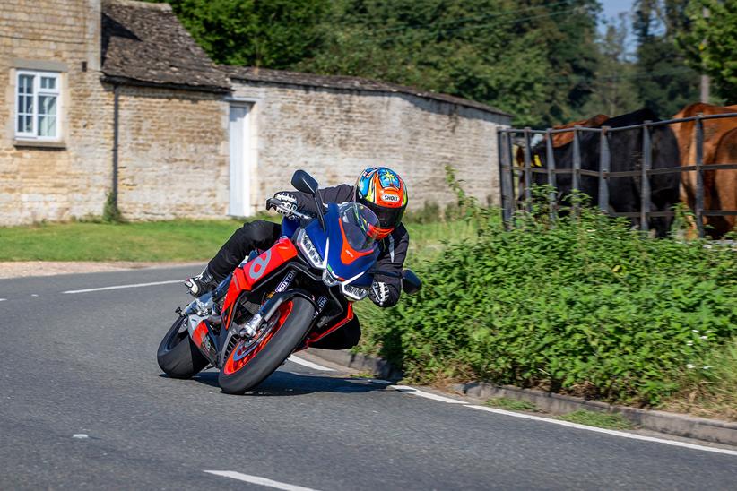 Aprilia RS660 on the road with Maxton suspension