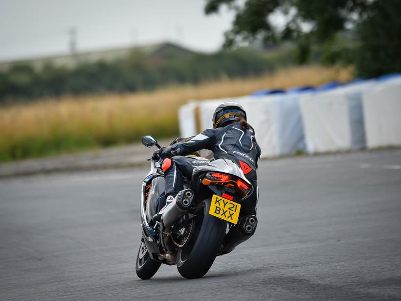 The Suzuki Hayabusa drives forwards cleanly