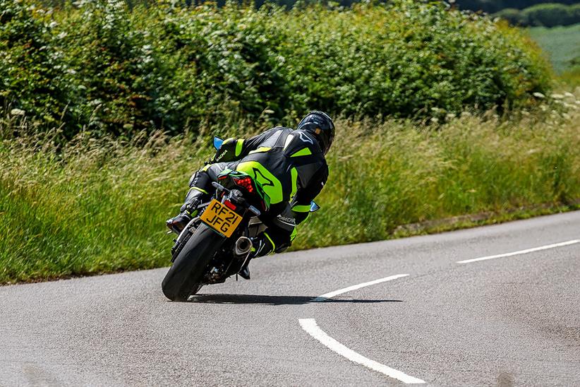 Kawasaki ZX-10R rear view on the road