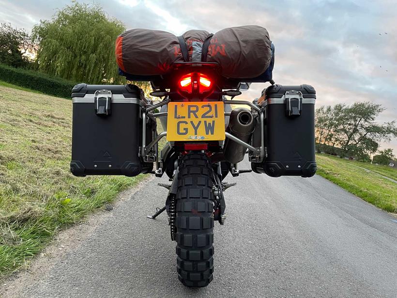 KTM 890 Adventure R rear view with luggage