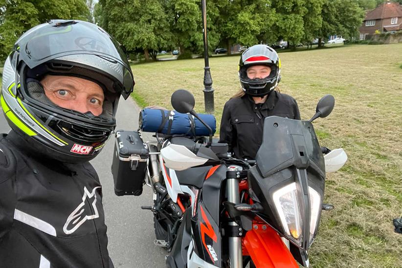 Smile please, ready for the off on the KTM Adventure 890R