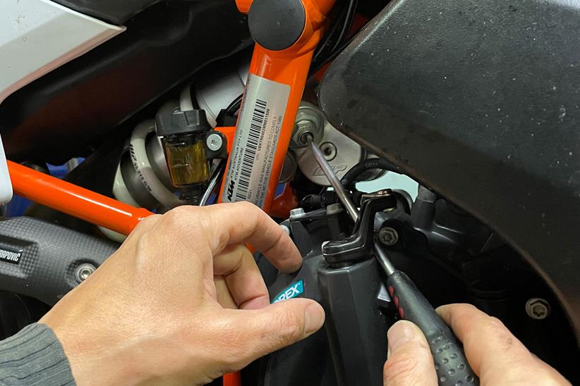 Adjusting the suspension on the MCN Fleet KTM 890 Adventure R