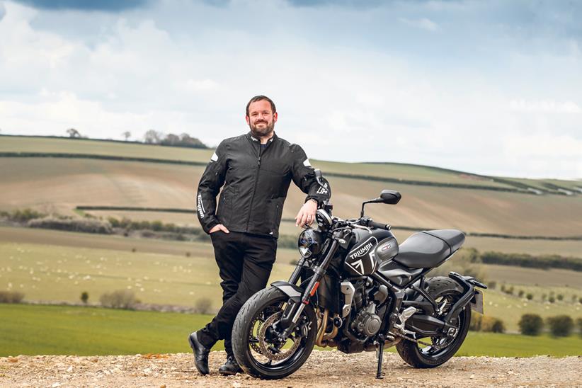 Gareth Evans alongside his 2021 Triumph Trident 660