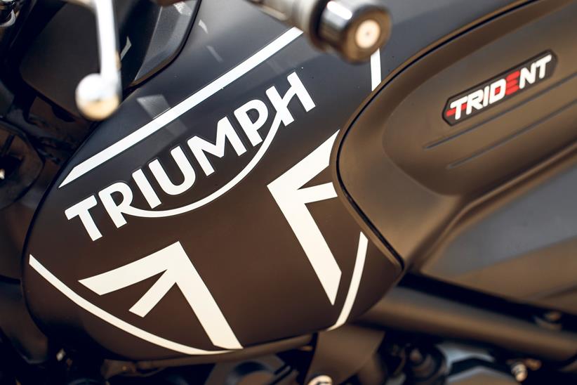 The Triumph logo on the Trident 660 shows how proud the firm is to design bikes in the UK