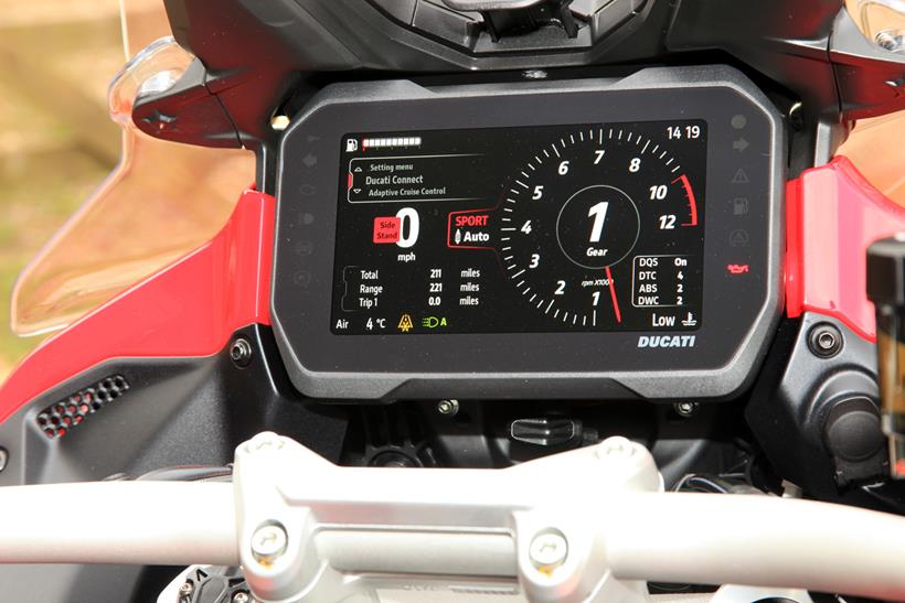 Digi display on the Ducati Multistrada V4S