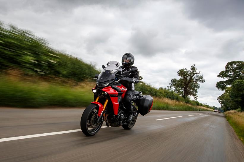 Riding shot of the Yamaha Tracer 9GT