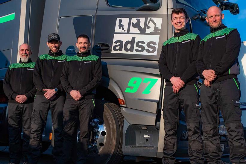 Team manager Roy Holder with riders James Edwards, Craig Watson, Johnny Blackshaw and Chris Platt