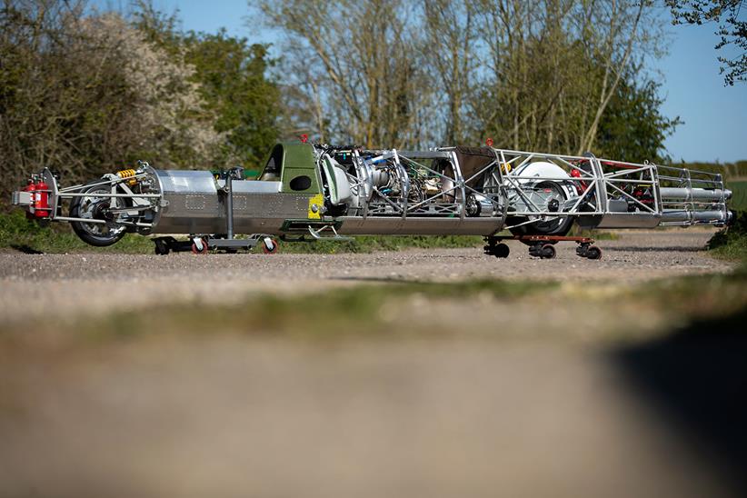 The bike is powered by a helicopter engine