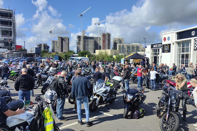 ULEZ protestors gather at the Ace Café London