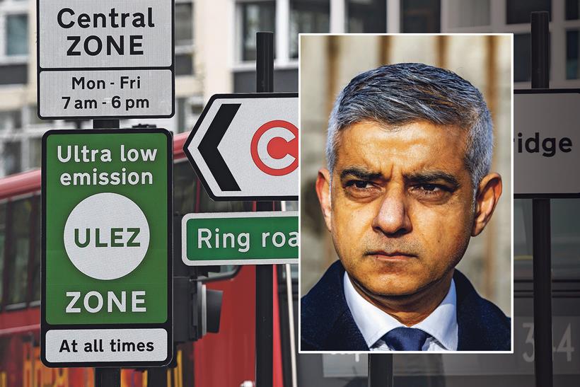 Sadiq Khan with ULEZ sign