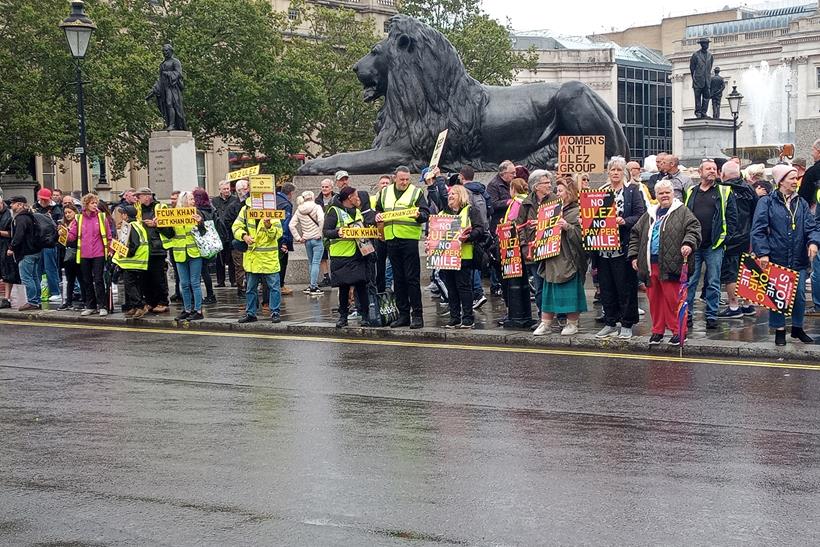 ULEZ Protestors in Trafalgar Square