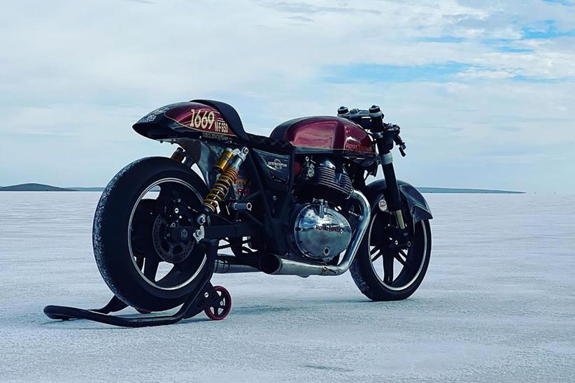 Royal Enfield Sabre speed record bike rear