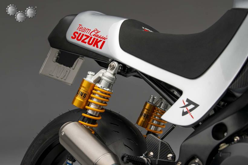 The project features twin shocks in tribute to the original Suzuki Katana