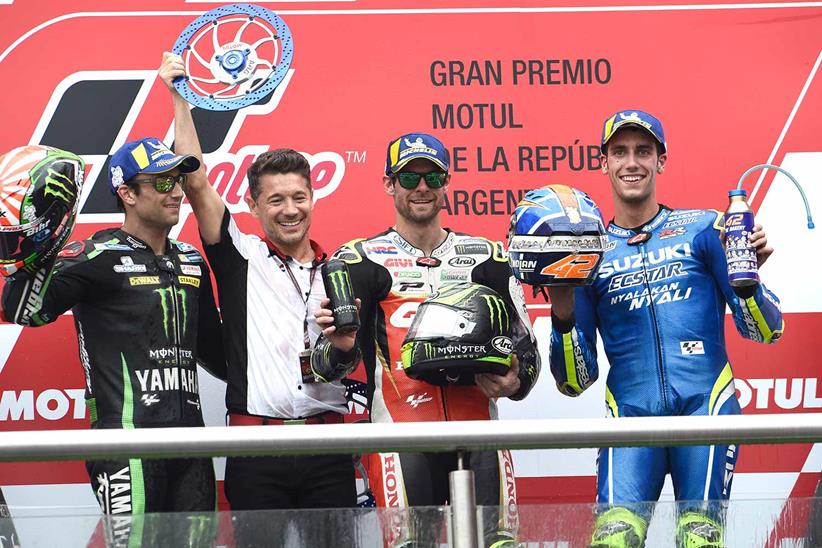 Lucio celebrates Crutchlow's victory in Argentina