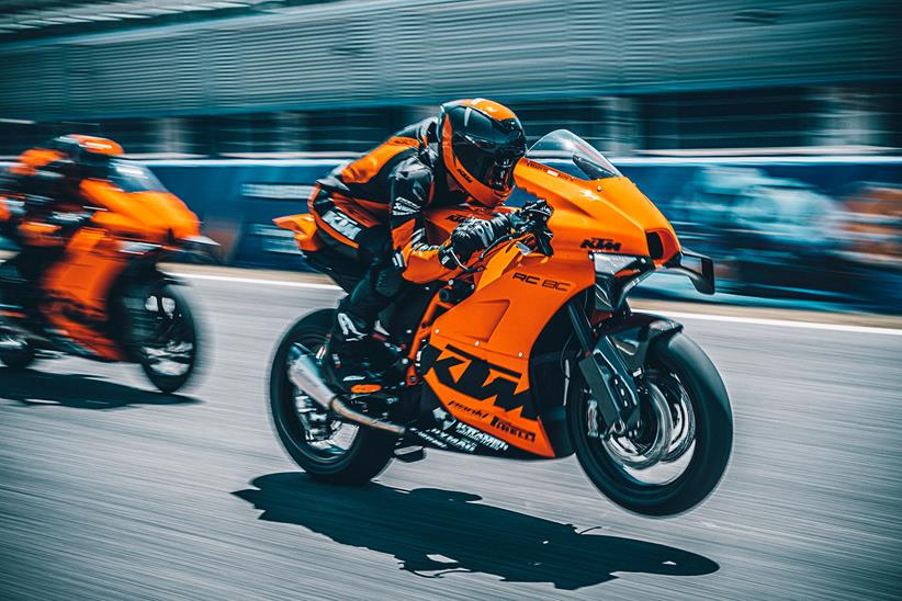 Pulling a wheelie on the KTM RC 8C