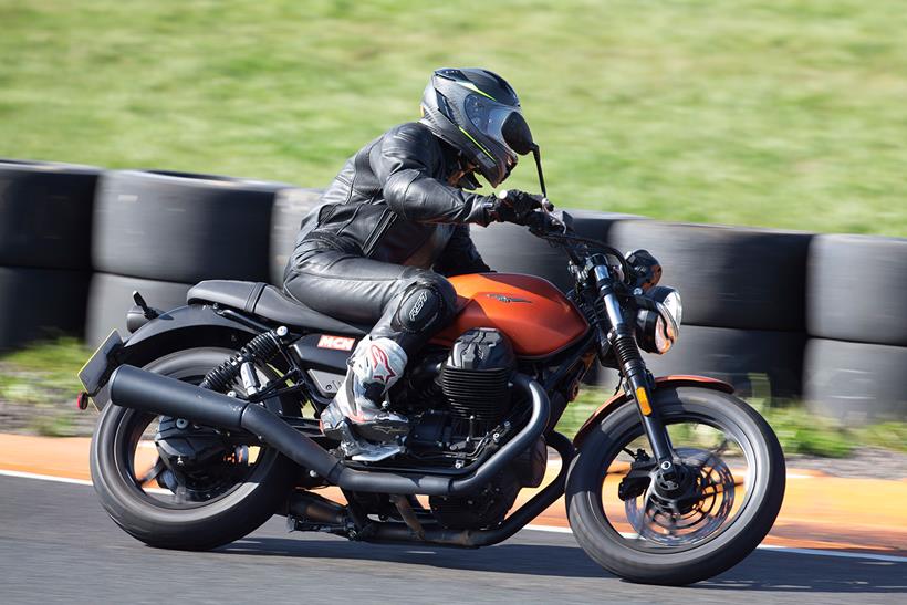 Moto Guzzi V7 Stone cornering on track