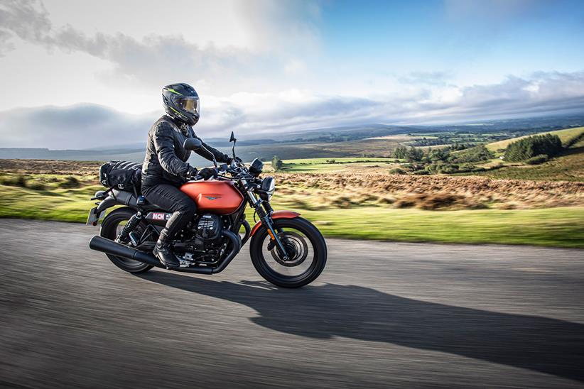 Moto Guzzi V7 rides on Dartmoor