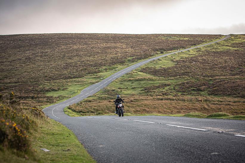 Moto Guzzi V7 rides through Dartmoor