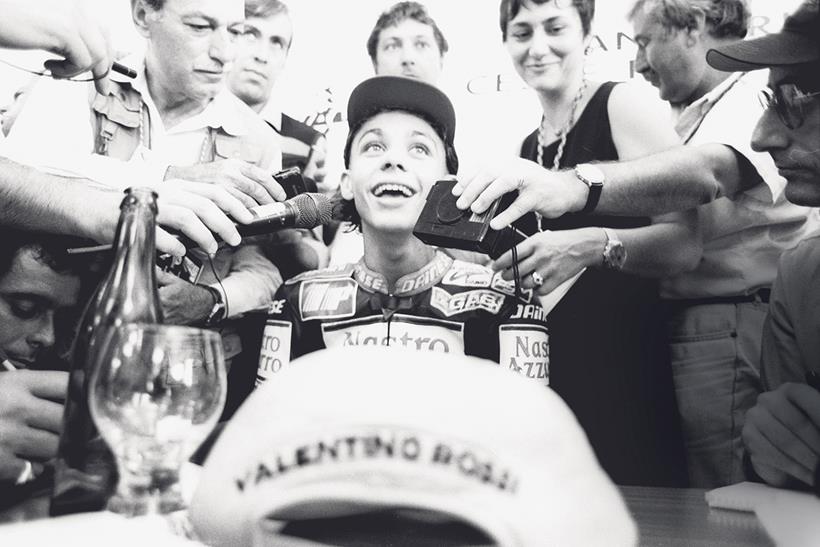 A young Valentino Rossi taking questions